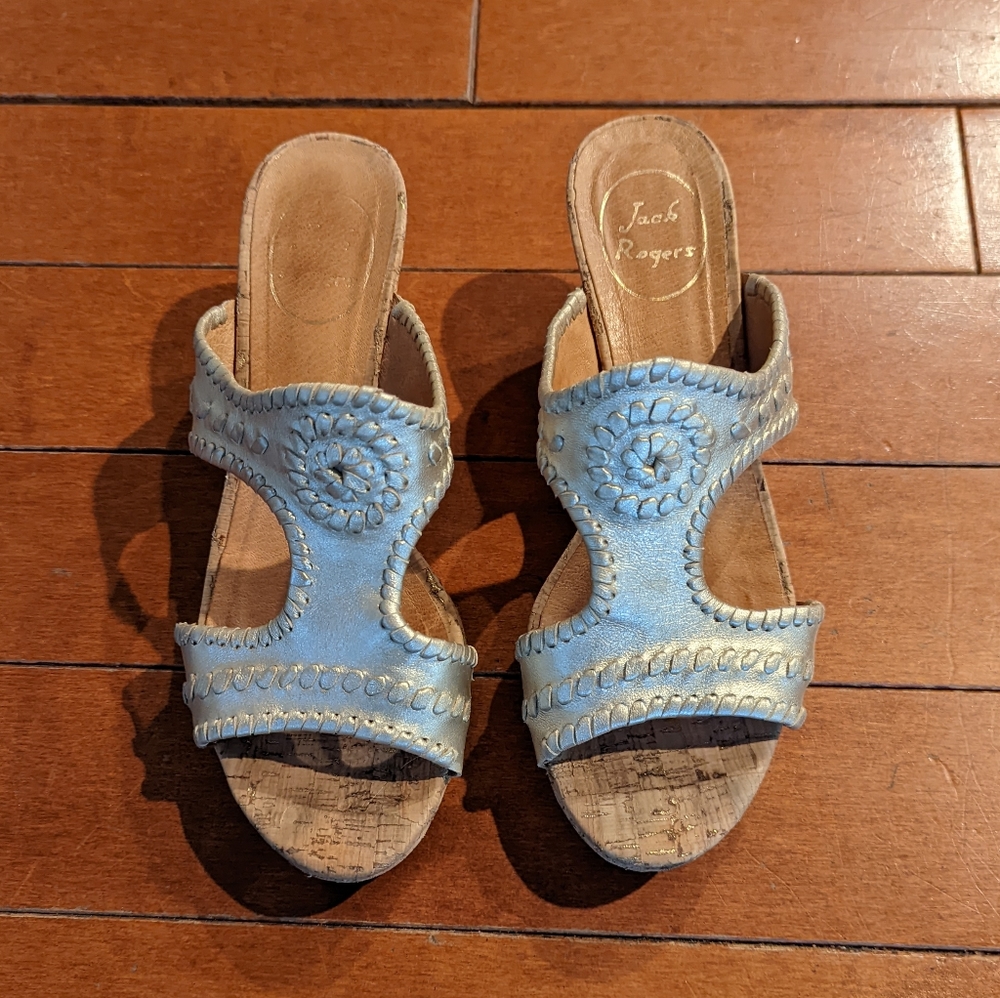 Jack Rogers Gold Cork Wedges 8M